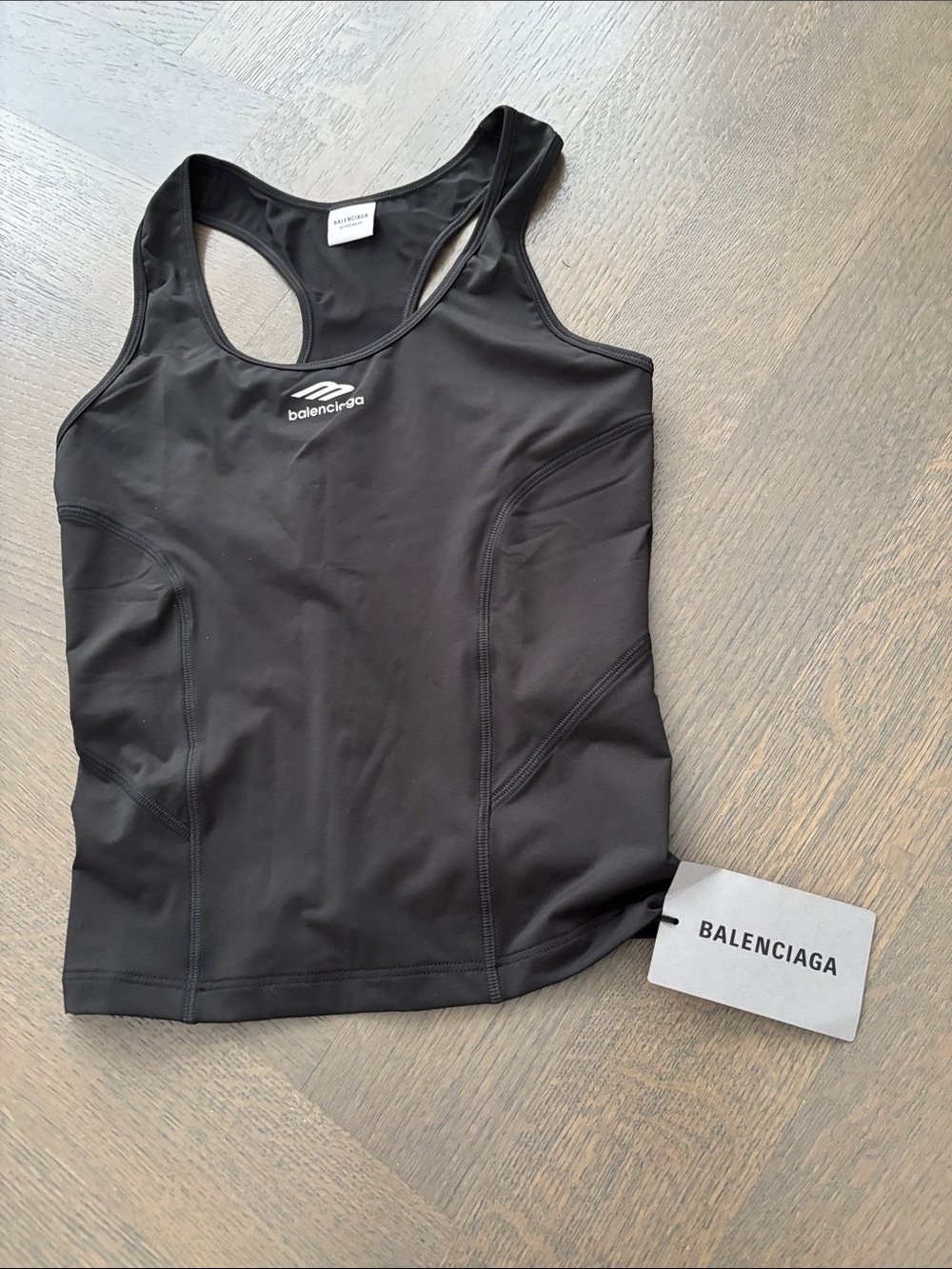 Balenciaga Black Logo Racerback Tank Top - Picture 4 of 5